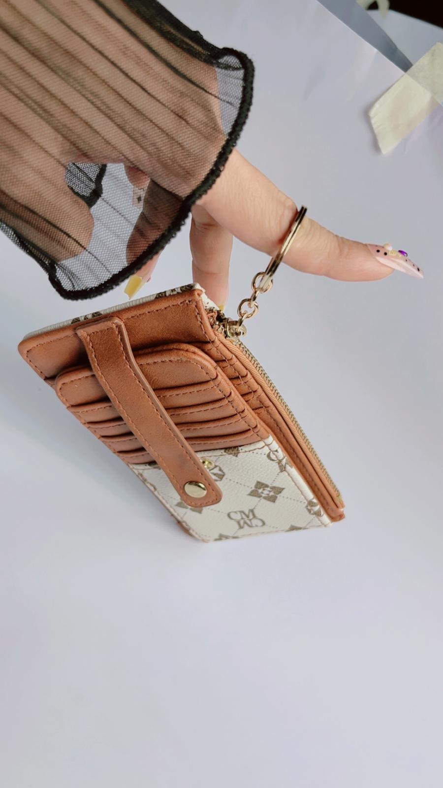 Slim Leather Card Holder Wallet with Key Ring – Stylish Multi-Card Organizer