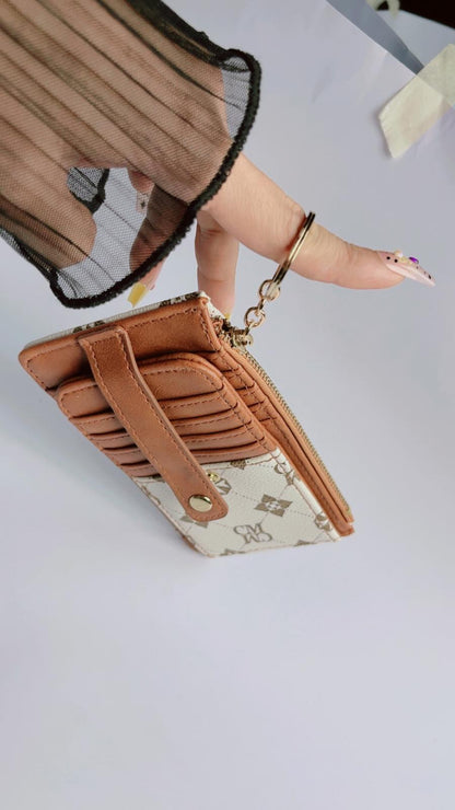 Slim Leather Card Holder Wallet with Key Ring – Stylish Multi-Card Organizer