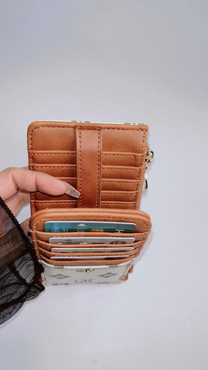 Slim Leather Card Holder Wallet with Key Ring – Stylish Multi-Card Organizer