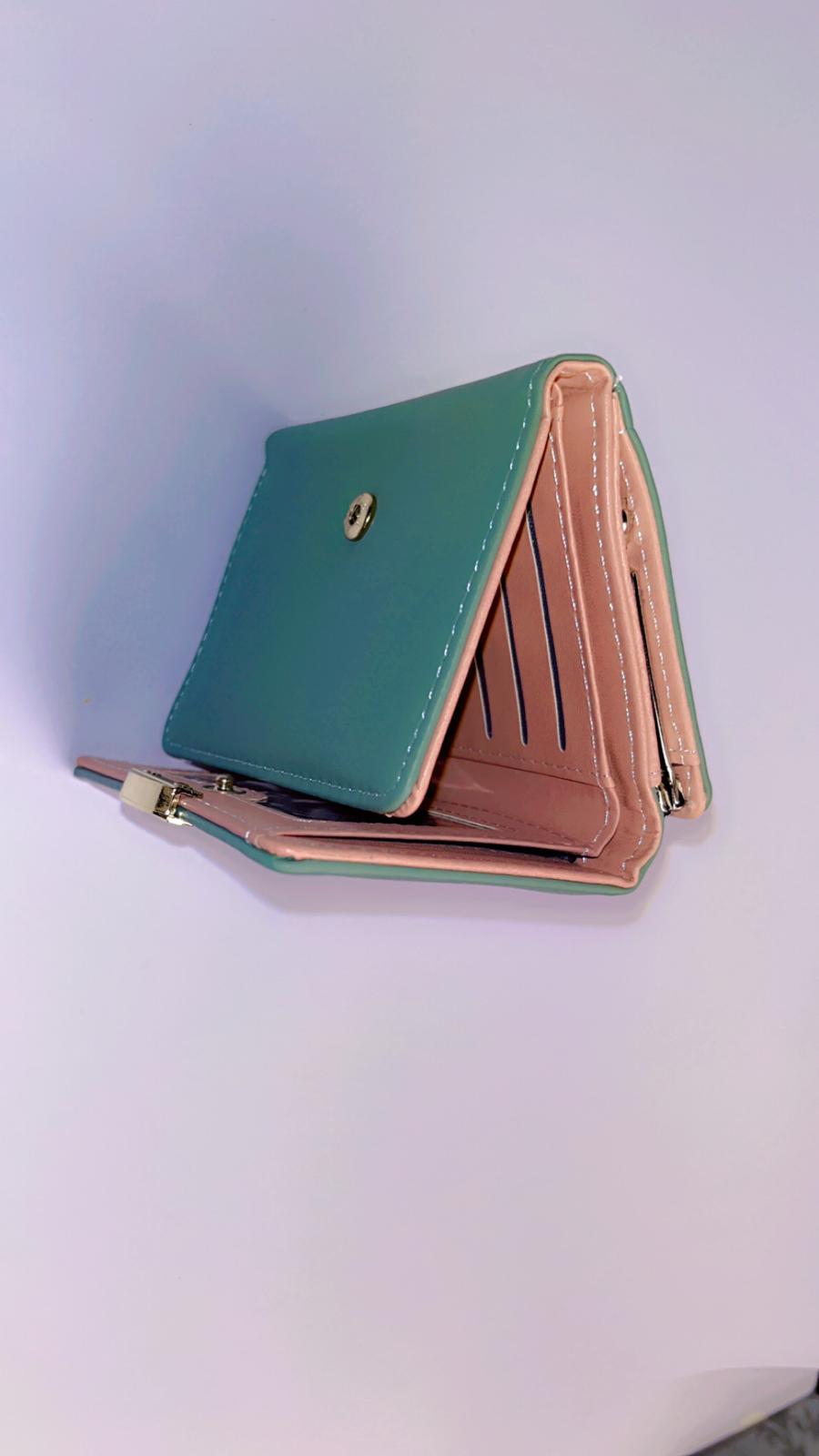 FONMOR Mini Leather Card Holder Wallet – Compact Snap Closure Coin & Card Case (Green)