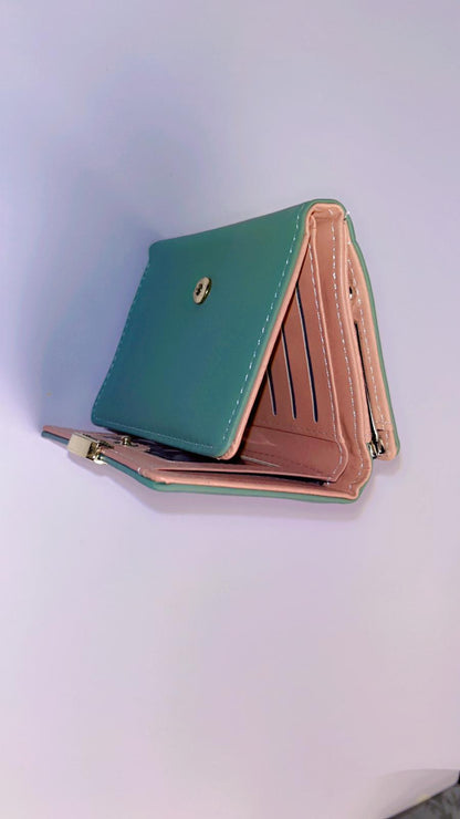 FONMOR Mini Leather Card Holder Wallet – Compact Snap Closure Coin & Card Case (Green)