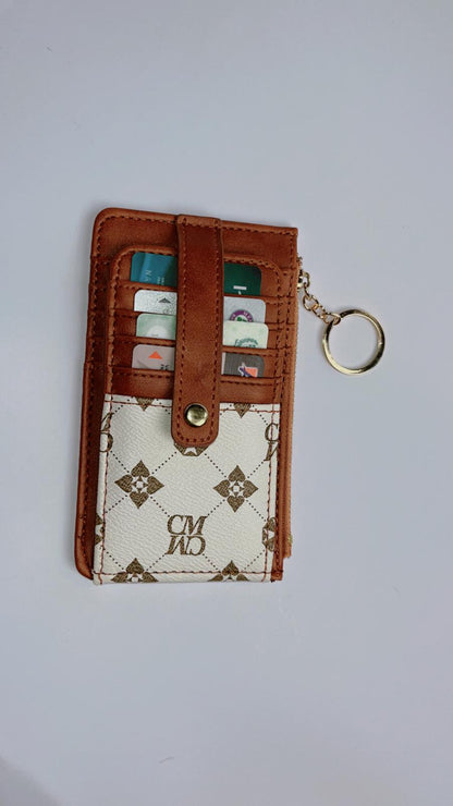 Slim Leather Card Holder Wallet with Key Ring – Stylish Multi-Card Organizer