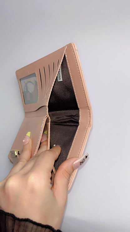 Elegant Blush Pink Long Wallet with Floral Embossing & Snap Strap