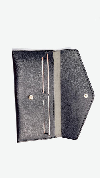 Elegant Long Leather Wallet for Women – Slim Clutch-Style Card & Cash Organizer