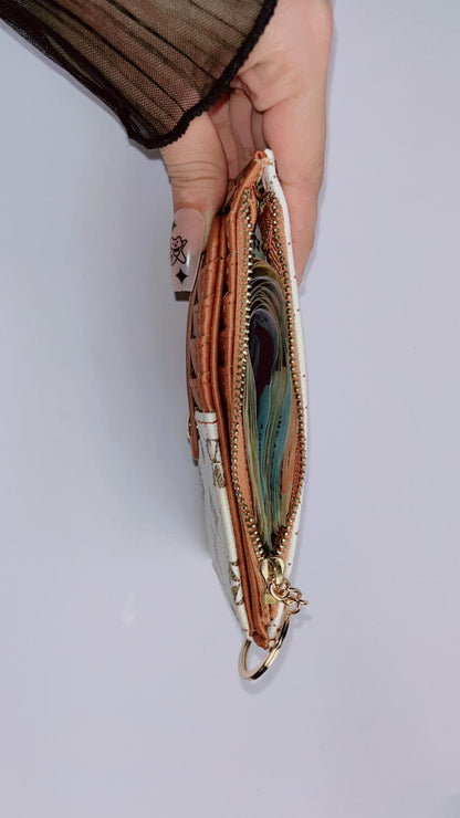 Slim Leather Card Holder Wallet with Key Ring – Stylish Multi-Card Organizer